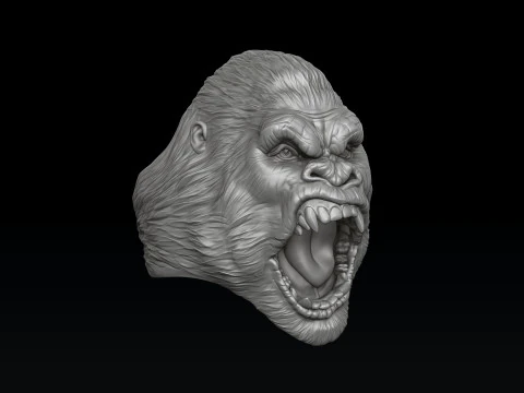 ゴリラ ヘッド リング V2 3D プリント モデル 3Dプリントモデル