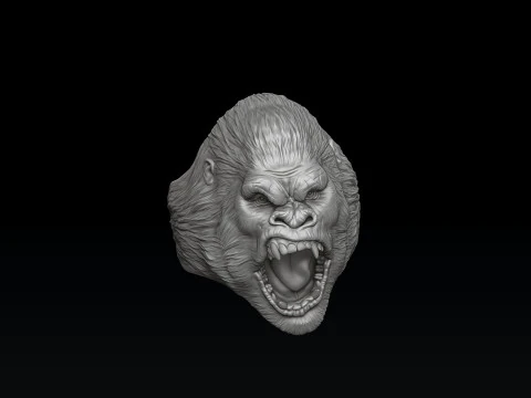 ゴリラ ヘッド リング V2 3D プリント モデル 3Dプリントモデル