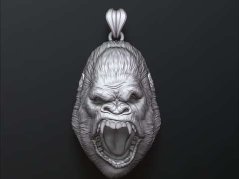 Gorilla Head Pendant V2 3D print model 3Dプリントモデル