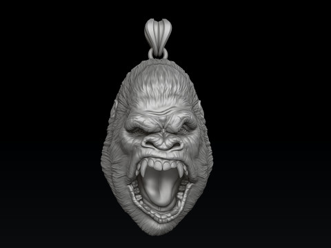 Gorilla Head Pendant V2 3D print model 3Dプリントモデル