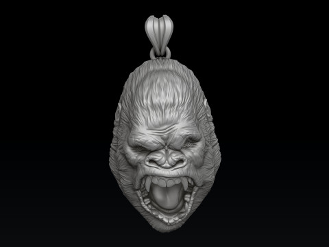 Gorilla Head Pendant V2 3D print model 3Dプリントモデル