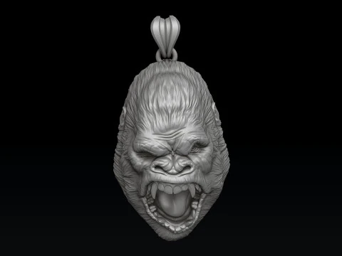 Gorilla Head Pendant V2 3D print model 3D Print Model
