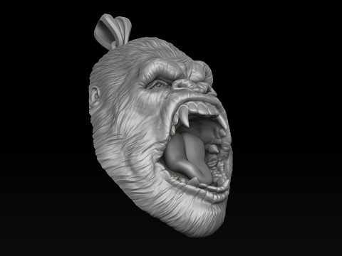 Gorilla Head Pendant V2 3D print model 3Dプリントモデル