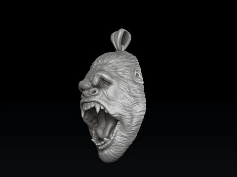Gorilla Head Pendant V2 3D print model 3D Print Model