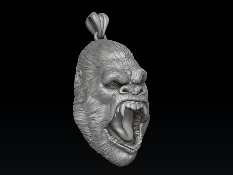 Gorilla Head Pendant V2 3D print model 3Dプリントモデル