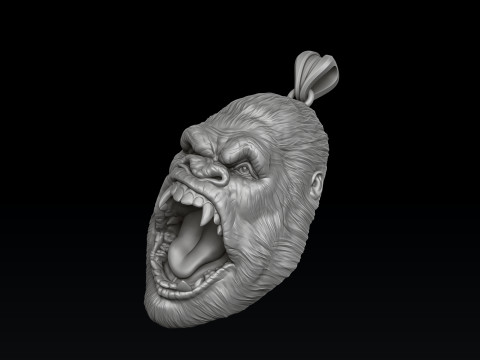Gorilla Head Pendant V2 3D print model 3Dプリントモデル