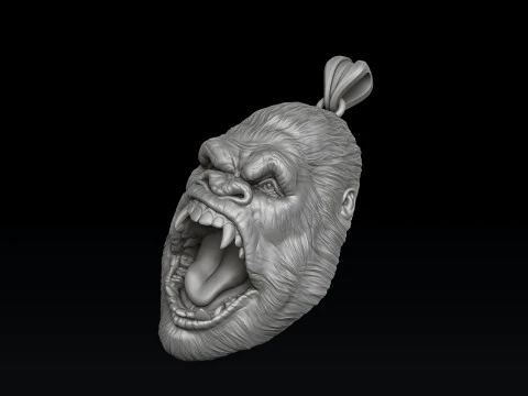 Gorilla Head Pendant V2 3D print model 3D Print Model