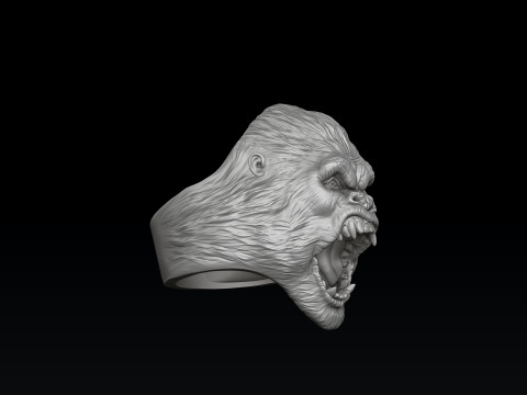 Gorilla Head Ring Pendant V2 Set 3D print model 3D Принт Модель