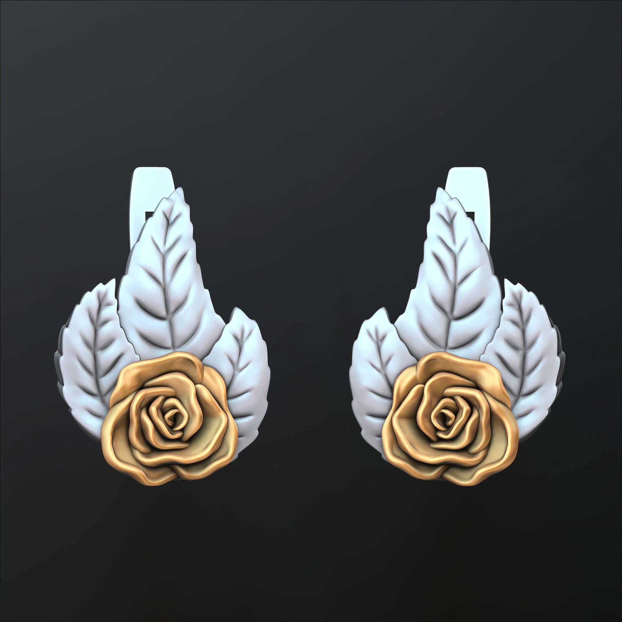 Rose Earrings 3D print model 3D Print Model .c4d .max .obj .3ds .fbx .stl .blend