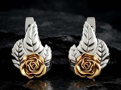 Rose Earrings 3D print model 3D Print Model