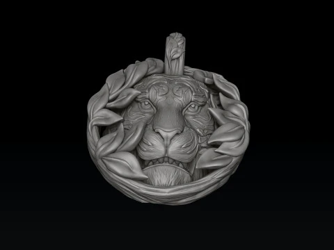 Tiger In Nature ペンダント 3D プリントモデル 3Dプリントモデル