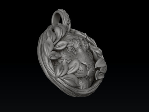 Tiger In Nature Pendant 3D print model 3D Print Model