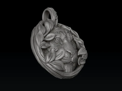 Tiger In Nature ペンダント 3D プリントモデル 3Dプリントモデル