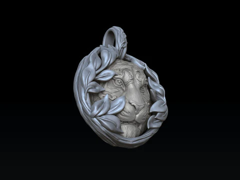 Tiger In Nature ペンダント 3D プリントモデル 3Dプリントモデル