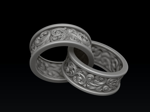 Ornamental Baroque Ring 3D print model 3D 打印模型