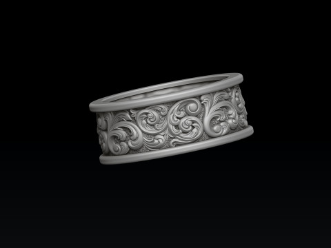 Ornamental Baroque Ring 3D print model 3D 打印模型