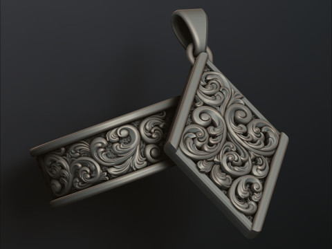 Ornamental Baroque Pendant Ring Collection 3D print model 3Dプリントモデル