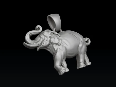 エレファントペンダントリングコレクション3Dプリントモデル 3Dプリントモデル