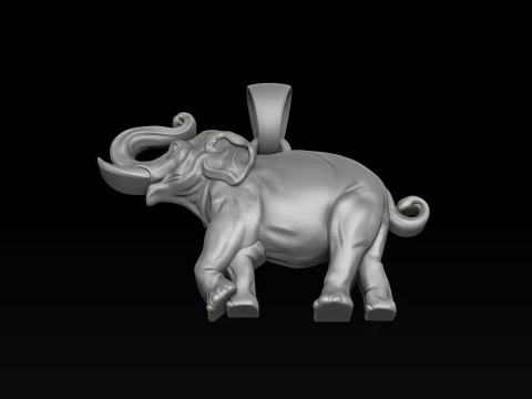 エレファントペンダントリングコレクション3Dプリントモデル 3Dプリントモデル