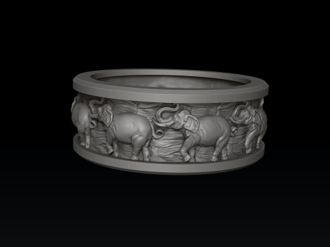 Elephant Pendant Ring Collection 3D print model 3Dプリントモデル