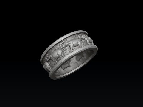 Elephant Pendant Ring Collection 3D print model 3Dプリントモデル