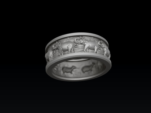 Elephant Pendant Ring Collection 3D print model 3Dプリントモデル
