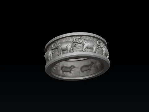 エレファントペンダントリングコレクション3Dプリントモデル 3Dプリントモデル
