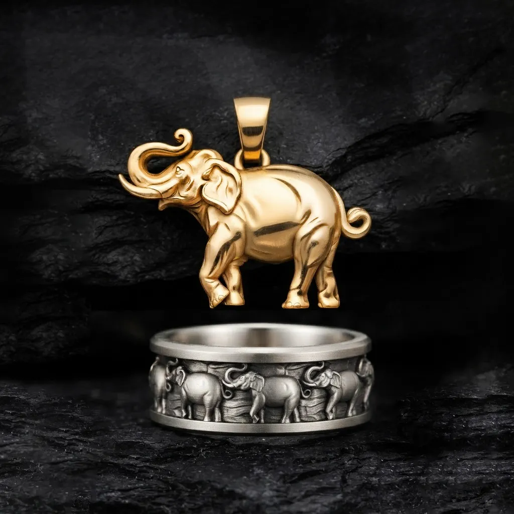 Elephant Pendant Ring Collection 3D print model 3D Print Model .c4d .max .obj .3ds .fbx .stl .blend 