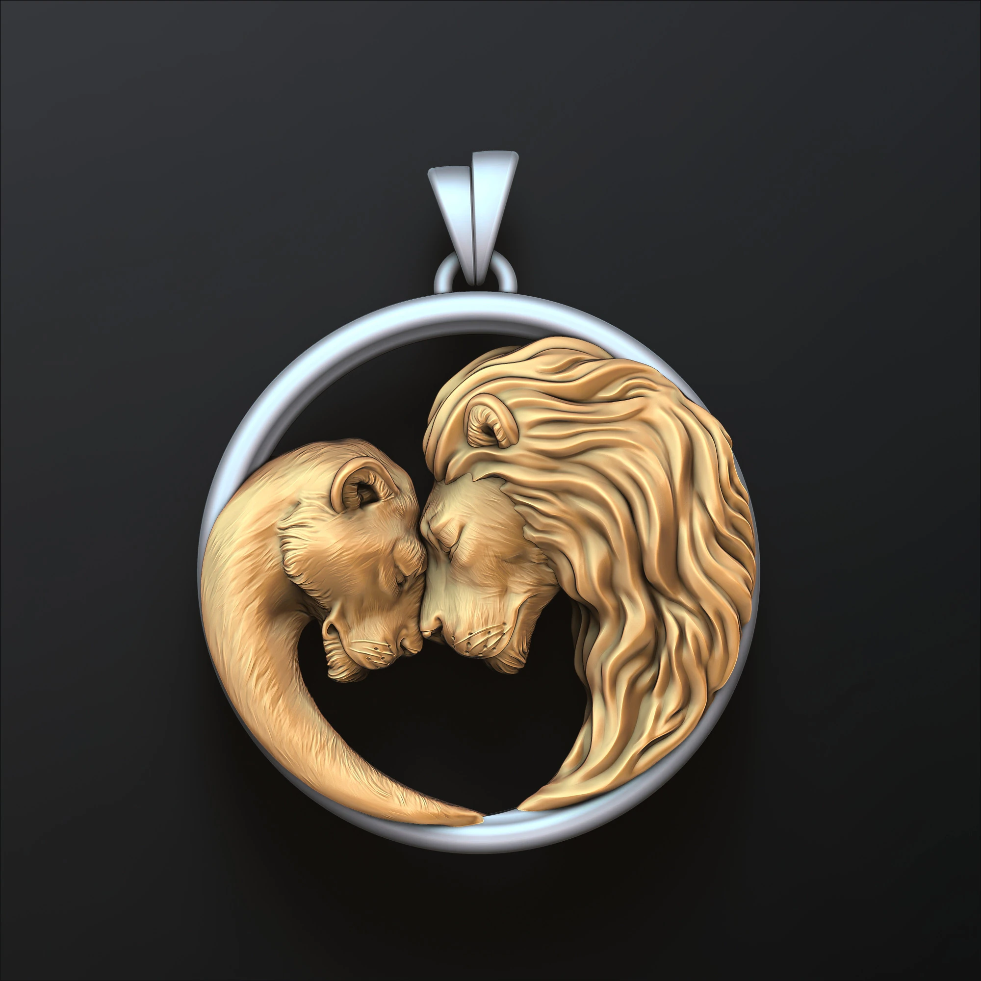 Lion Lioness Pendant V2 3D print model 3D Print Model .c4d .max .obj .3ds .fbx .stl .blend 