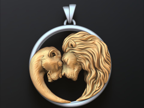 Lion Lioness Pendant V2 3D print model 3Dプリントモデル