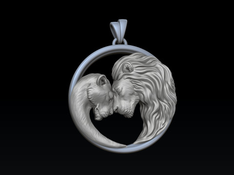 Lion Lioness Pendant V2 3D print model Model Cetak 3D