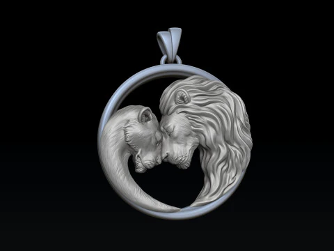 Lion Lioness Pendant V2 3D print model 3D Print Model