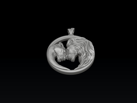 Lion Lioness Pendant V2 3D print model Model Cetak 3D