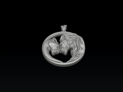 Lion Lioness Pendant V2 3D print model 3D Print Model