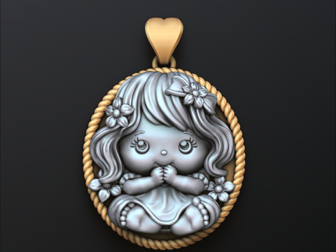 Baby Girl Pendant 3D print model 3Dプリントモデル
