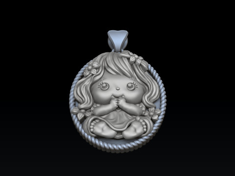 Baby Girl Pendant 3D print model 3Dプリントモデル