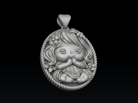 Baby Girl Pendant 3D print model 3Dプリントモデル