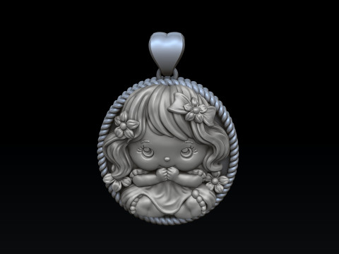 Baby Girl Pendant 3D print model 3Dプリントモデル
