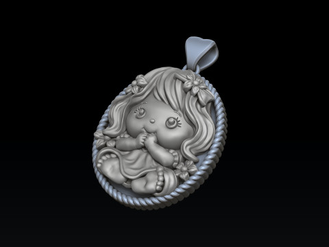 Baby Girl Pendant 3D print model 3Dプリントモデル