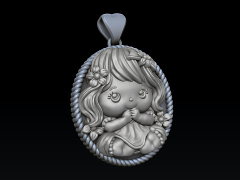 Baby Girl Pendant 3D print model 3Dプリントモデル