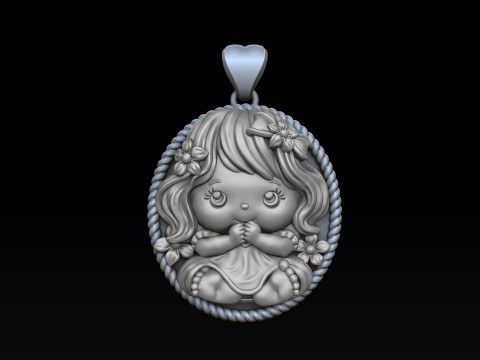 Baby Girl Pendant 3D print model 3Dプリントモデル
