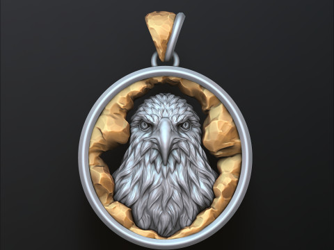 Eagle In Cave Pendant 3D print model 3Dプリントモデル