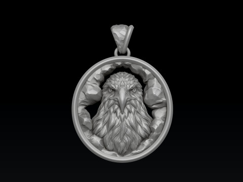 Eagle In Cave Pendant 3D print model 3Dプリントモデル
