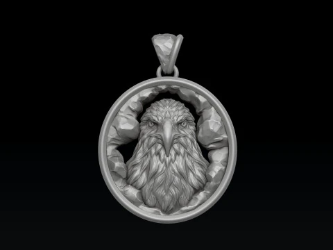 Eagle In Cave Pendant 3D print model 3D Print Model