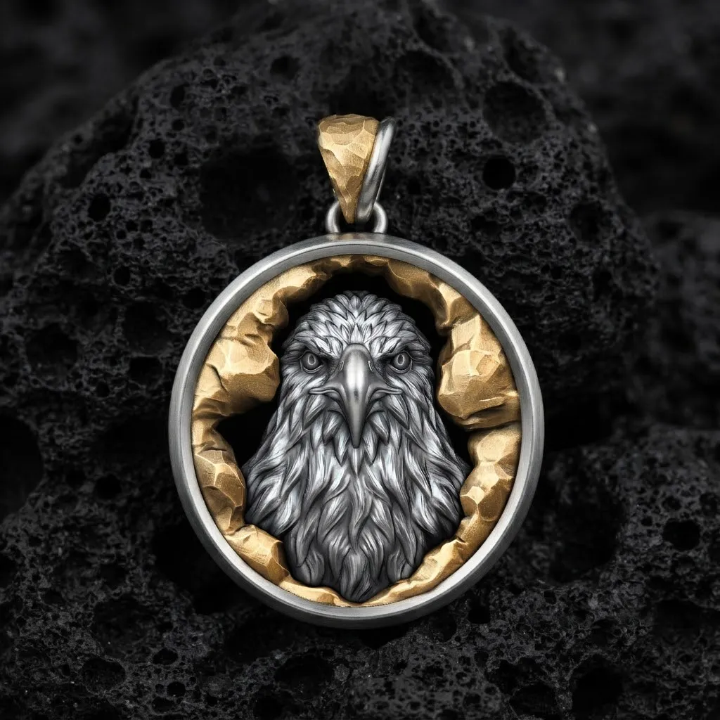 Eagle In Cave Pendant 3D print model 3D Print Model .c4d .max .obj .3ds .fbx .stl .blend 