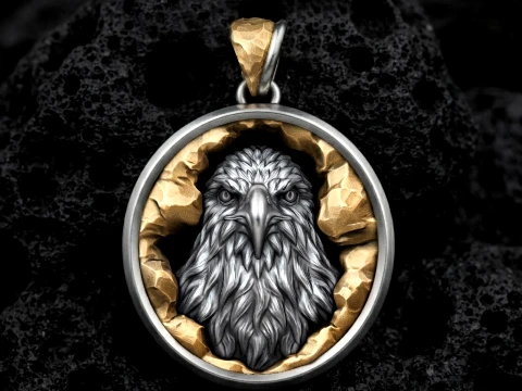 Eagle In Cave Anh&auml;nger 3D-Druckmodell 3D Druckmodell