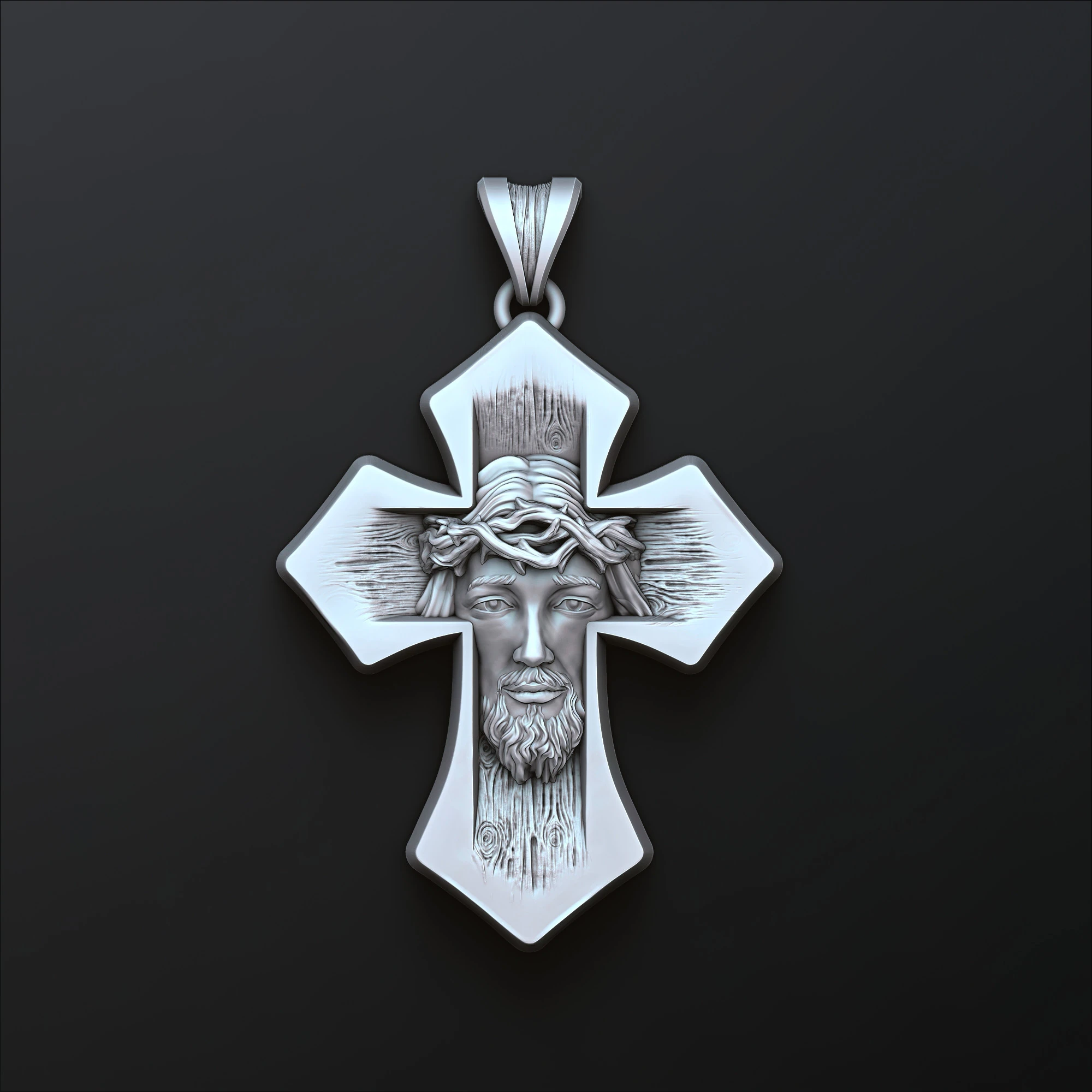 Jesus Head Cross Pendant 3D print model 3D Print Model .c4d .max .obj .3ds .fbx .stl .blend 