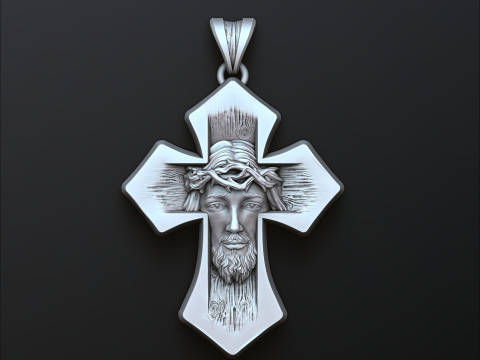 Jesus Head Cross Pendant 3D print model 3Dプリントモデル