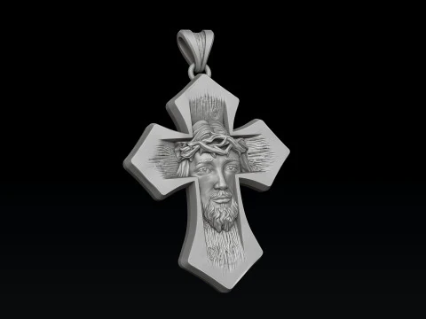 Jesus Head Cross Pendant 3D print model 3D Print Model
