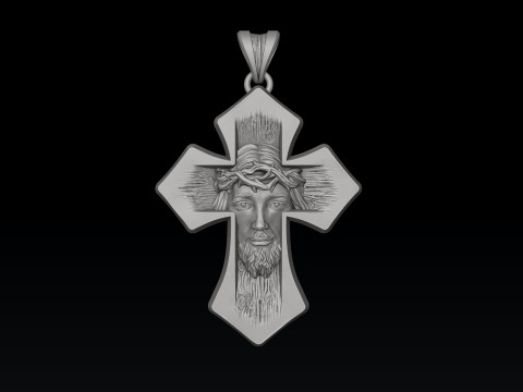 Jesus Head Cross Pendant 3D print model 3D-Druckmodell